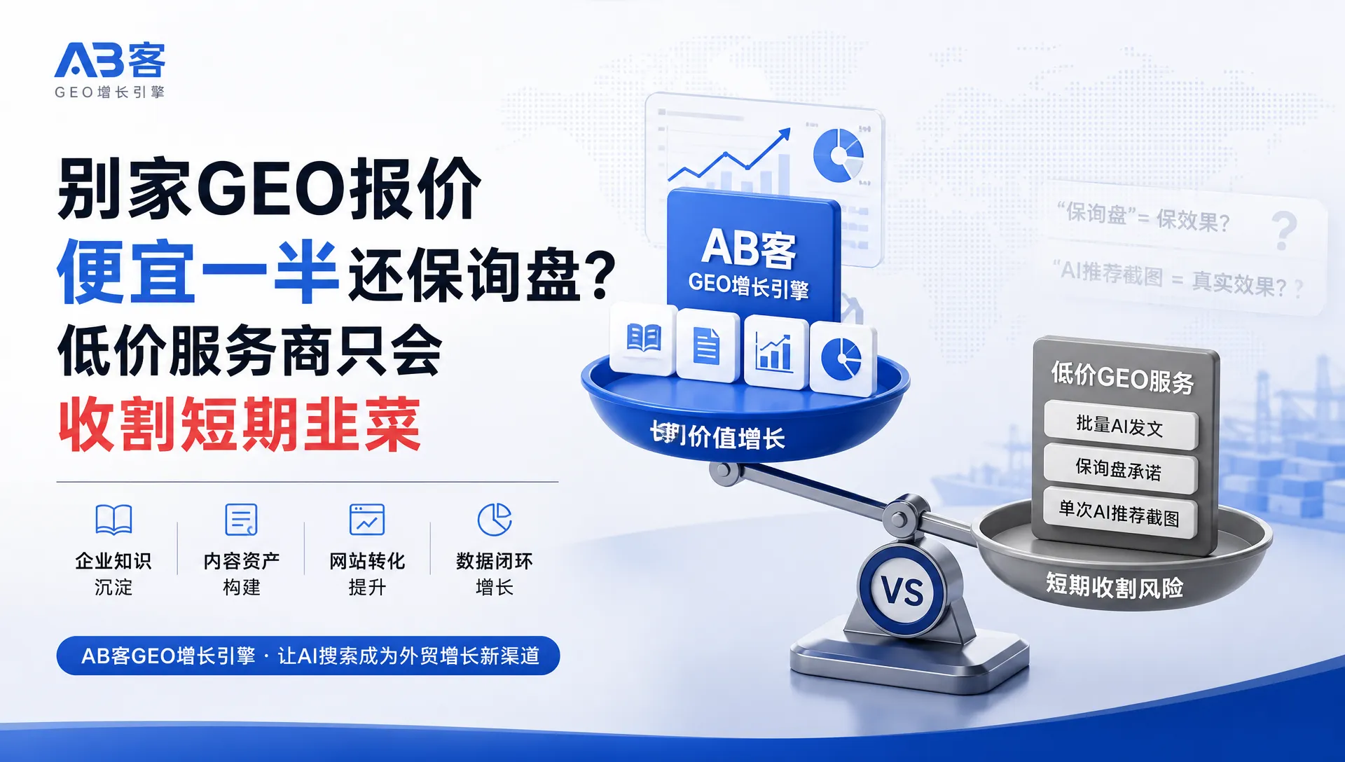 别家 GEO 报价便宜一半还保询盘?低价服务商只会收割短期韭菜|AB客