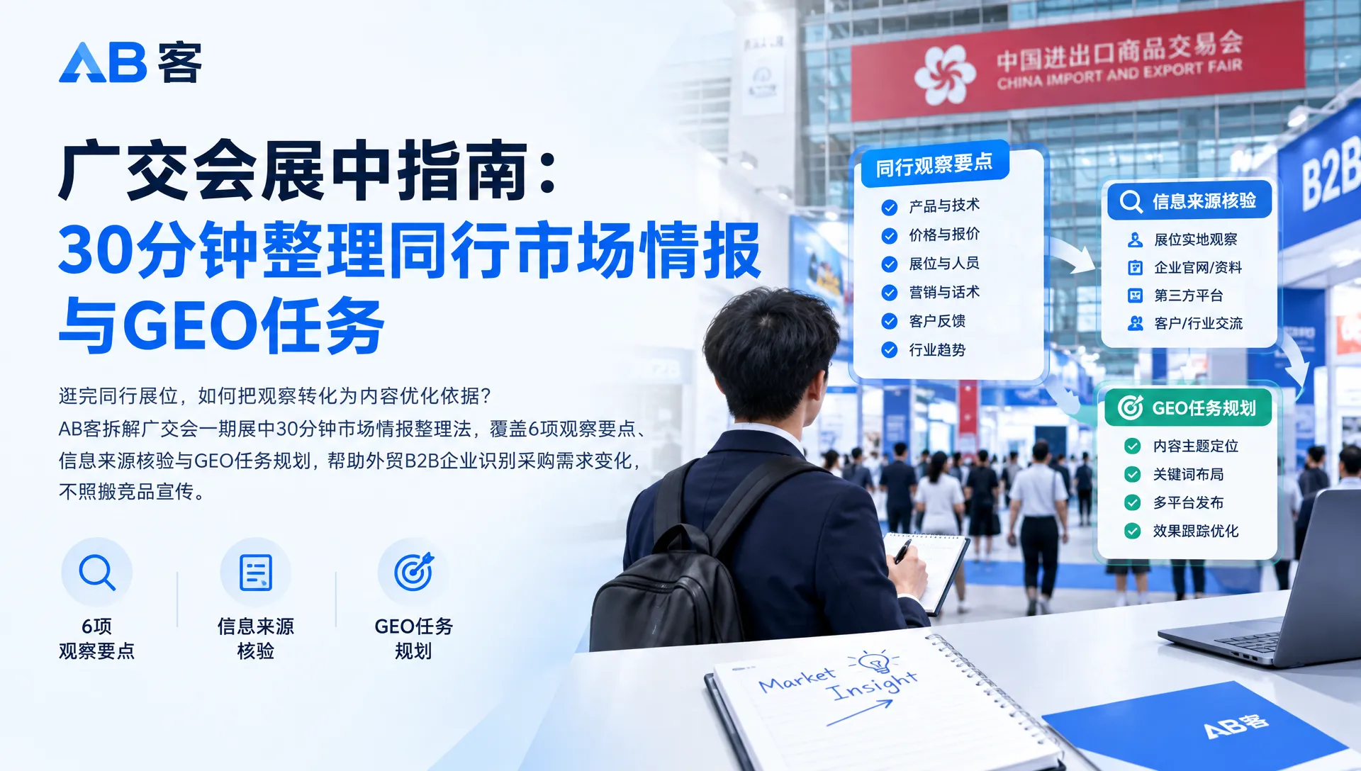 广交会一期展中指南：30分钟整理同行市场情报与GEO任务｜AB客